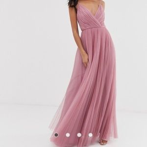 NWT - ASOS cami pleated tulle maxi dress in rose